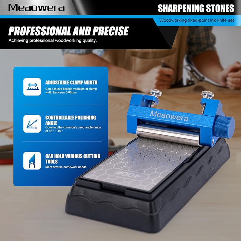 Meaowera Chisel Sharpening Kit with Sharpening Stones – Wood Chisel Sharpener Honing Guide Set for Chisel Sharpening, Planer Blade Sharpener – Complete Wood Chisel Sharpening Kit with Whetstone - Image 2